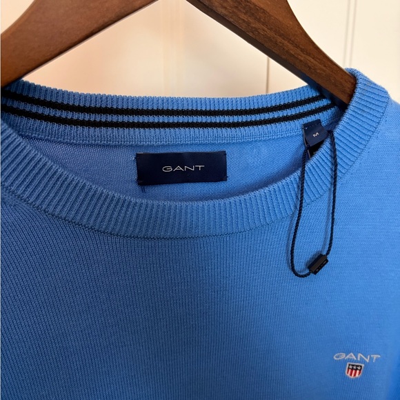 GANT Men's Classic Cotton Crew Neck Sweater - Blue - Picture 4 of 6